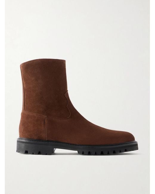 VINNY'S Brown Moto Suede Boots for men