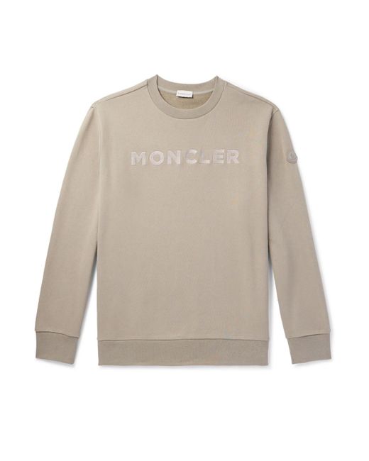 Moncler White Logo-embroidered Cotton-jersey Sweatshirt for men