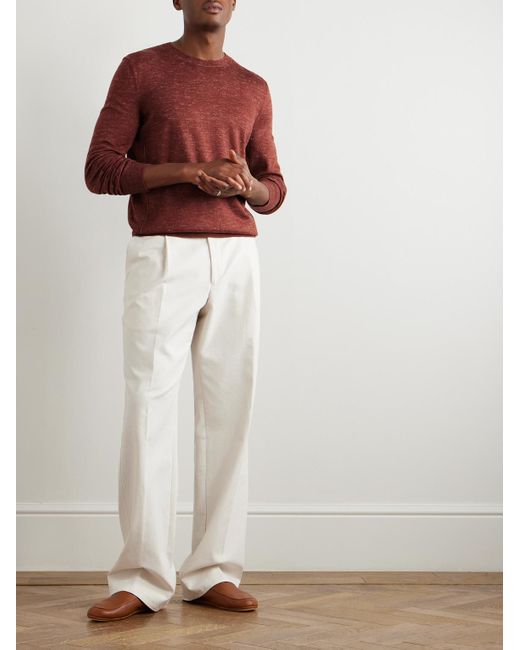 Zegna Red Mulberry Silk, Cashmere And Linen-Blend Sweater for men