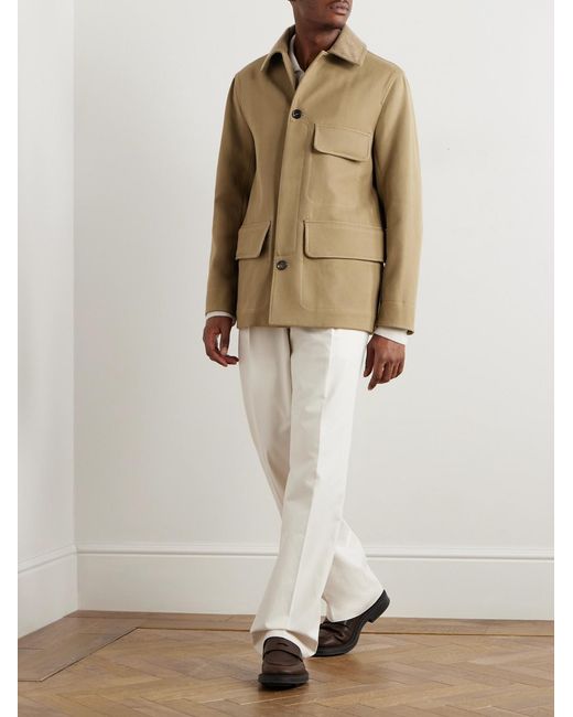Loro Piana Natural Barth Caban Felt And Leather-Trimmed Cotton-Gabardine Jacket for men