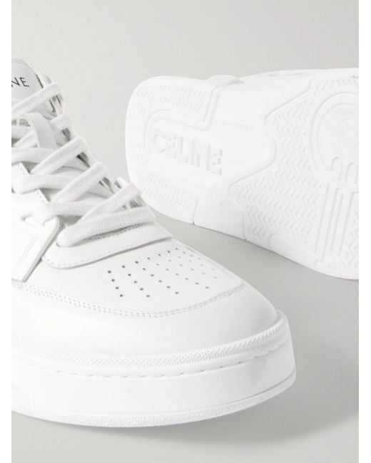 Céline White Ct-09 Leather, Rubber And Mesh Sneakers for men