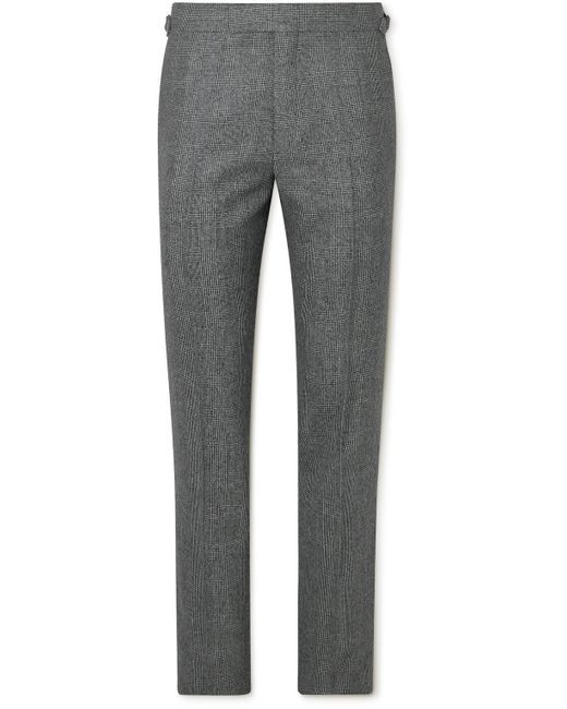 Kingsman Gray Slim-fit Straight-leg Prince Of Wales Wool Trousers for men