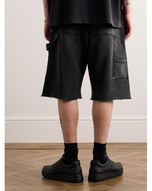 Givenchy Black Wide-leg Frayed Cotton-jersey Shorts for men