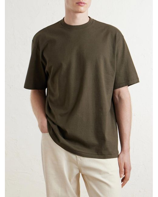 A.PRESSE Green Heavy Weight Cotton-Jersey T-Shirt for men