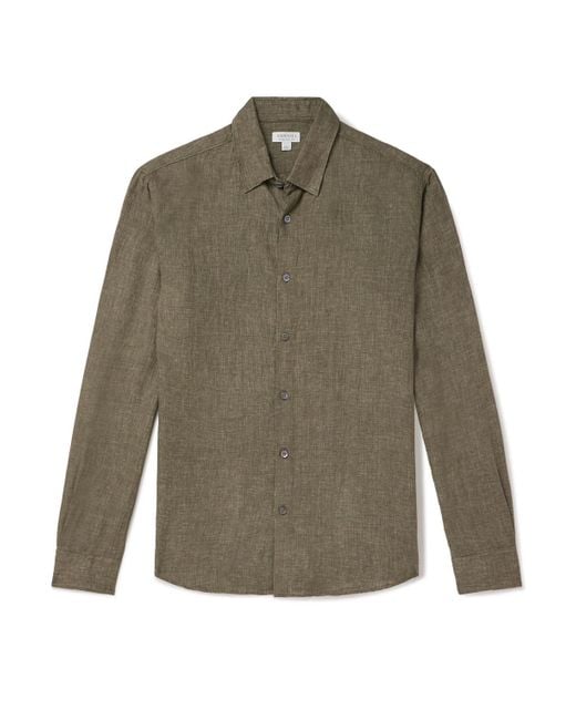Sunspel Green Linen Shirt for men