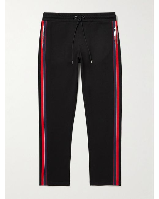 Moncler Black Straight-Leg Striped Cotton-Jersey Sweatpants for men