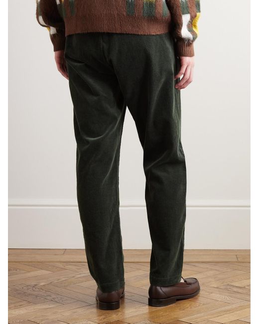 Orslow Gray New Yorker Straight-leg Cotton-blend Corduroy Drawstring Trousers for men
