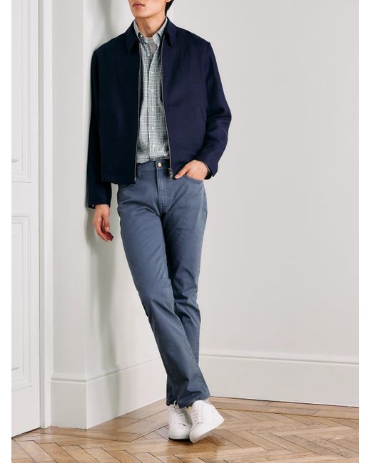 Sid Mashburn Blue Straight-Leg Cotton-Blend Twill Trousers for men