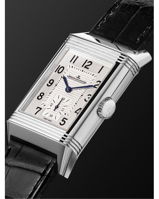 Jaeger-lecoultre Black Reverso Classic Large Hand-Wound 45Mm X 27Mm Stainless Steel And Alligator Watch, Ref. No. Q3858520 for men