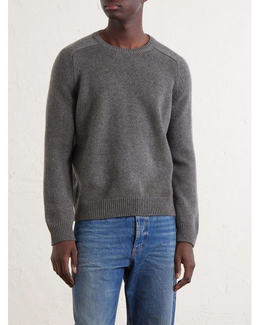 Saint Laurent Gray Cashmere And Wool-blend Sweater for men