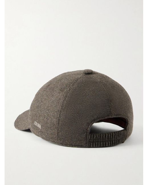 Zegna Gray Oasi Logo-Embellished Cashmere Baseball Cap for men