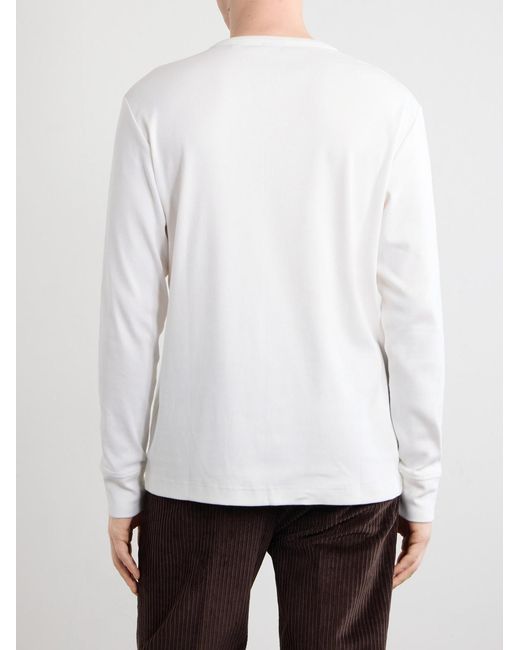 Burberry White Logo-Embroidered Ribbed Cotton-Blend Jersey T-Shirt for men