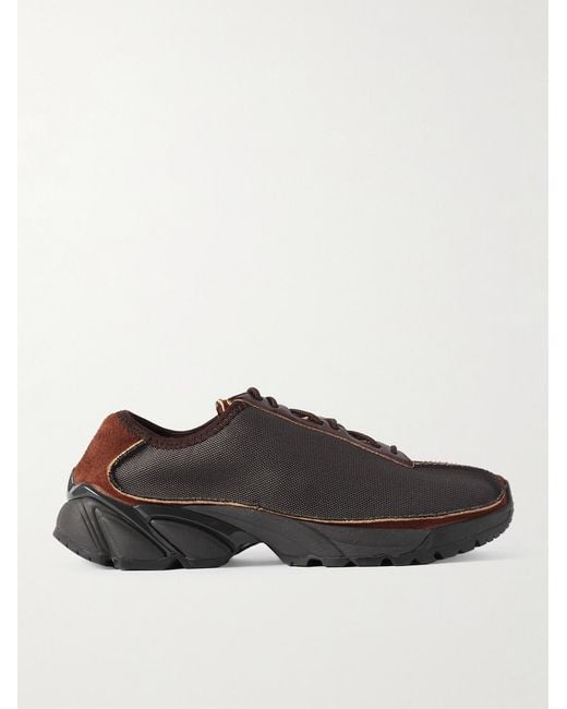 Our Legacy Brown Klove Leather And Suede-Trimmed Canvas Sneakers for men