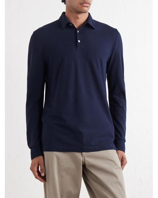 Slowear Blue Zanone Slim-fit Icecotton Piqué Polo Shirt for men