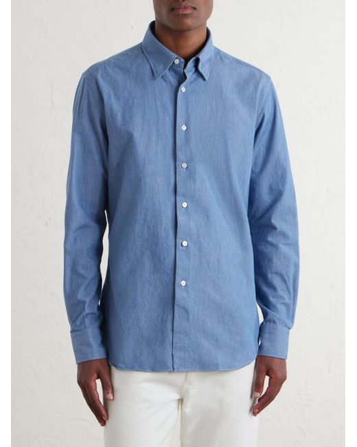 Slowear Blue Cotton-Twill Shirt for men