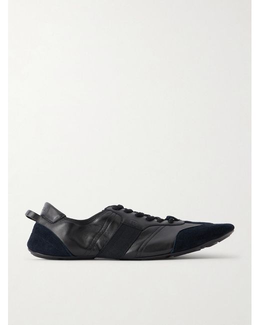 Gucci White Flex Suede-Trimmed Leather Sneakers for men