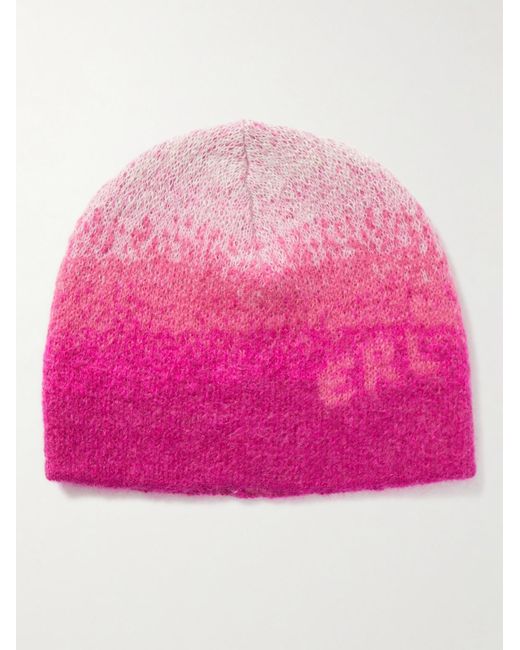 ERL Pink Tie-dyed Mohair-blend Beanie for men