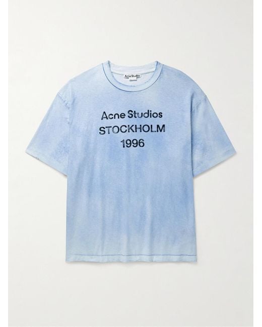 【新品未使用】 アナーキー パンク修理 Tシャツ S 青GILDAN ロック Acne Studios Exford Distressed Logo-Print Cotton And Hemp-Blend