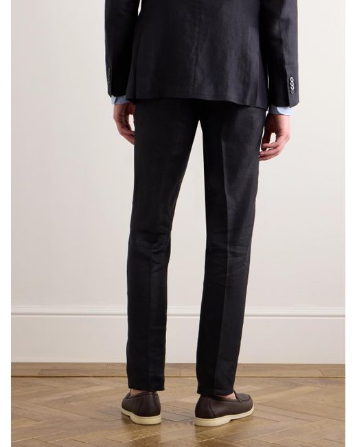 Boglioli Blue Straight-leg Linen-twill Suit Trousers for men