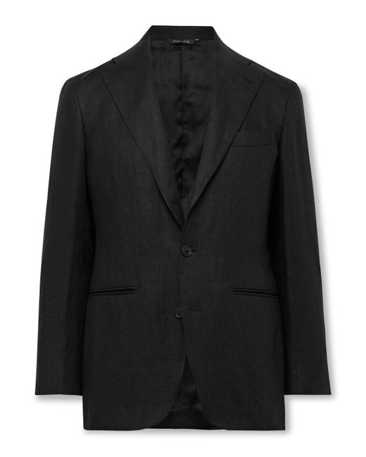 Saman Amel Black Unstructured Linen Suit Jacket for men