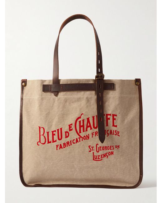 Bleu De Chauffe Pink Bazar Logo-print Leather-trimmed Cotton-canvas Tote Bag for men