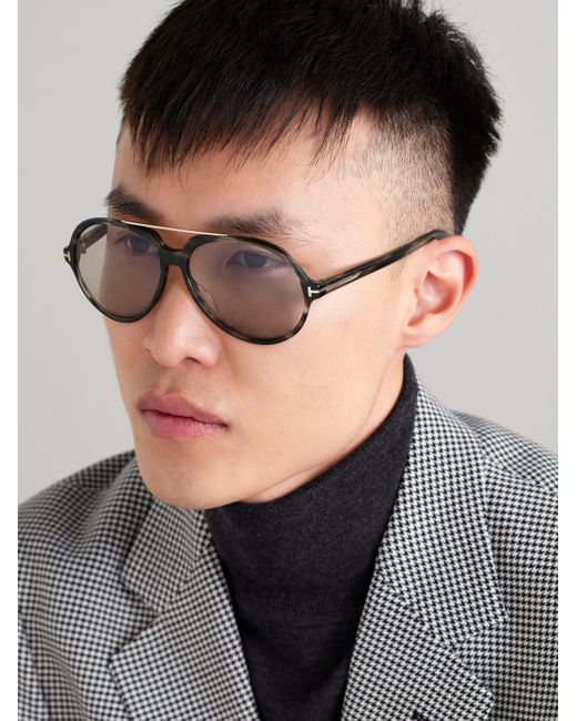 Tom Ford Natural Aalto Aviator-Style Acetate Sunglasses for men