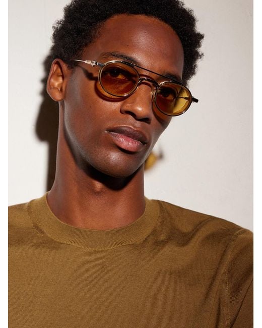 Jacques Marie Mage Natural Livingston Round-frame Gold-plated Metal Sunglasses for men