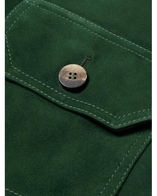 Frescobol Carioca Green Ravi Suede Overshirt for men