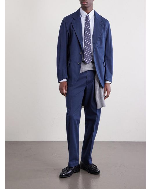 Drake's Blue Games Herringbone Cotton Suit Jacket for men