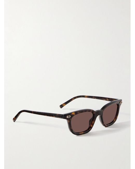 Gucci Brown D-Frame Tortoiseshell Acetate Sunglasses for men