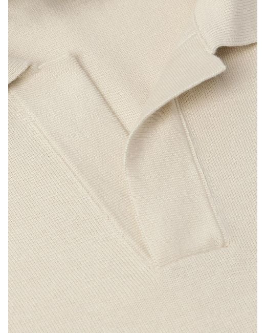 Brioni Natural Cotton And Silk-blend Polo Shirt for men