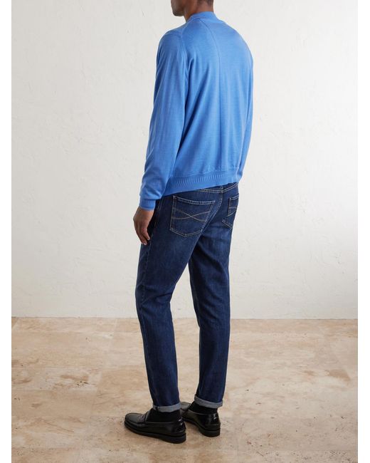 John Smedley Blue Bill Nighy Merino Wool Cardigan for men
