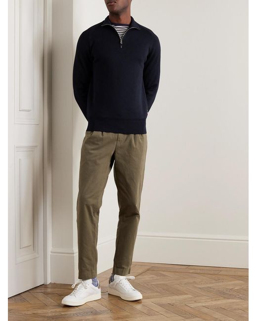 Orlebar Brown Blue Lennard Merino Wool Half-Zip Sweater for men