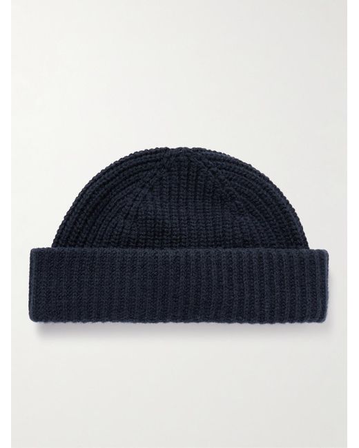 NN07 Blue Sailor 6650 Ribbed Wool-Blend Beanie for men