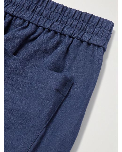Sunspel Blue Slim-Fit Straight-Leg Linen Trousers for men