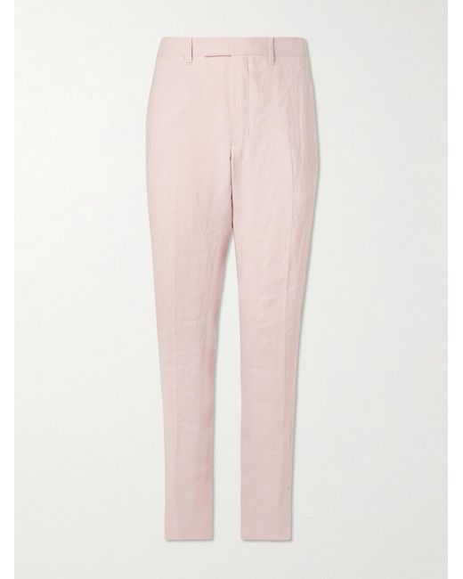 Mr P. Pink Phillip Slim-Fit Linen Suit Trousers for men