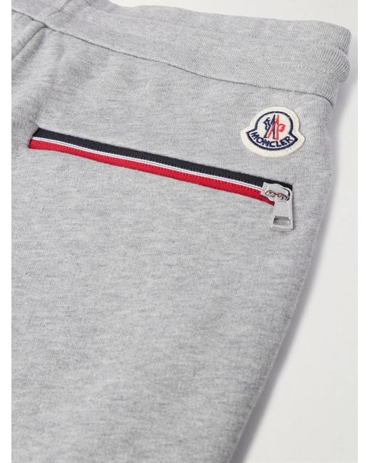 Pantaloni sportivi in jersey di cotone con logo applicato di Moncler in Gray da Uomo