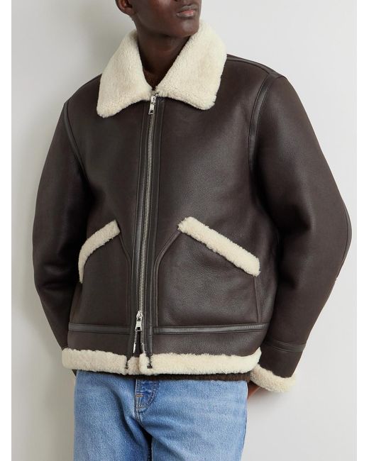 Mr P. Black Shearling Aviator Jacket for men