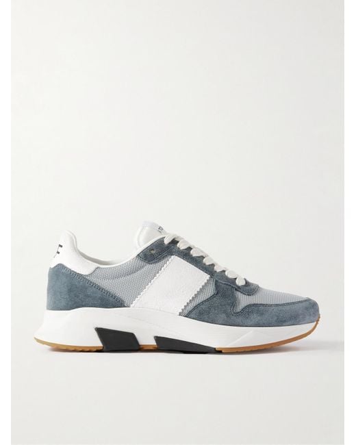 Tom Ford Blue Jagga Suede And Mesh Sneakers for men