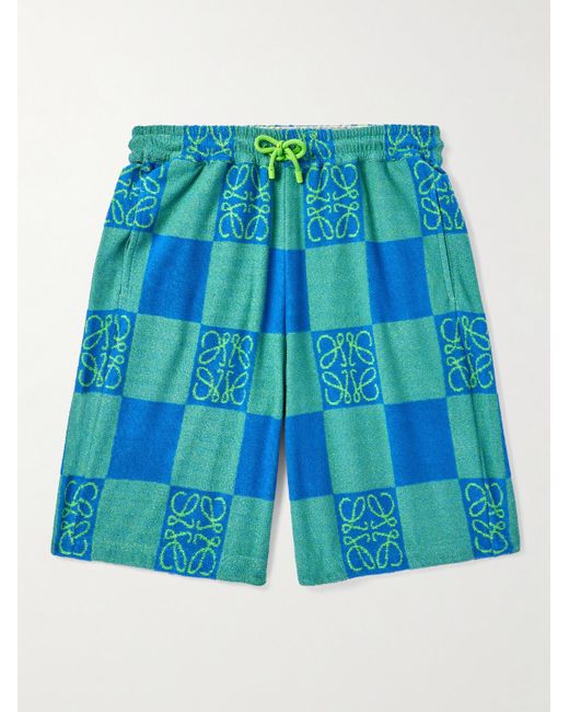 Loewe Blue Paula's Ibiza Cotton-blend Terry-jacquard Drawstring Shorts for men