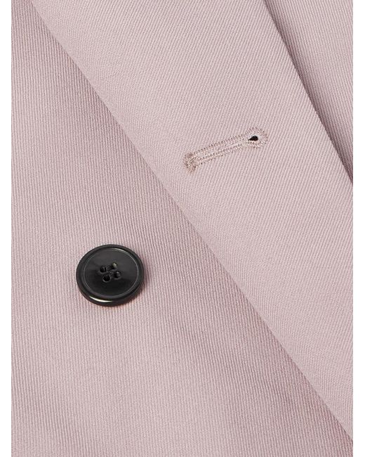 Dries Van Noten Pink Double-Breasted Wool-Twill Coat for men