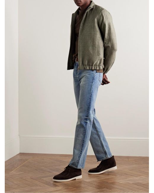 Loro Piana Green Water-Resistant Linen Bomber Jacket for men