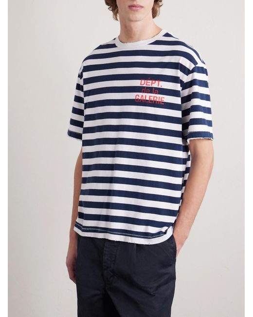 GALLERY DEPT. Blue French Logo-Print Striped Cotton-Jersey T-Shirt for men