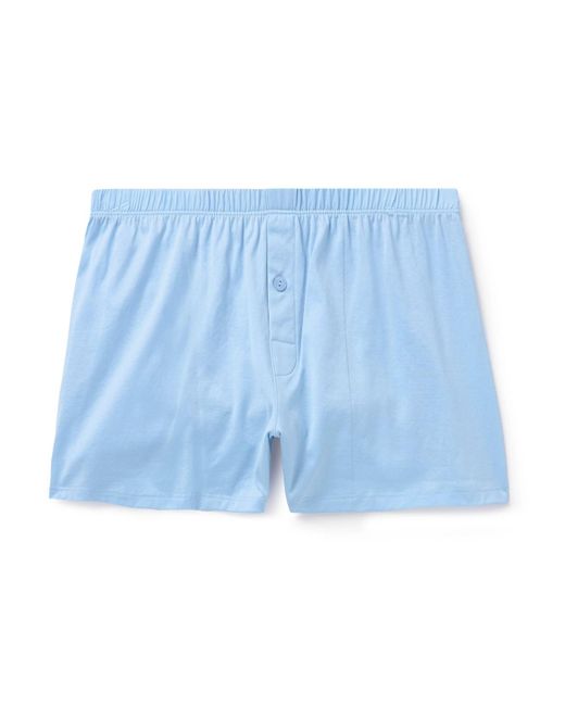 Hanro Blue Mercerised Cotton-jersey Boxer Shorts for men