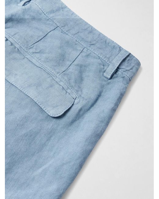 Massimo Alba Ionio2 gerade geschnittene Hose aus Leinen mit Falten in Blue für Herren