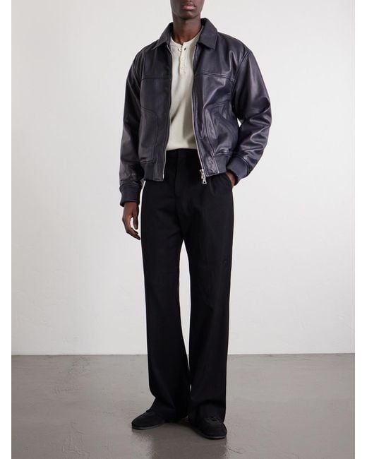 Officine Generale Blue Cassio Leather Jacket for men