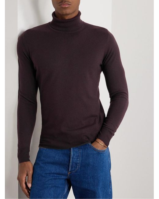 Loro Piana Blue Garment-Dyed Baby Cashmere Rollneck Sweater for men