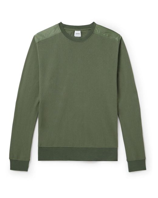 Aspesi Green Shell-trimmed Honeycomb-knit Cotton Sweater for men