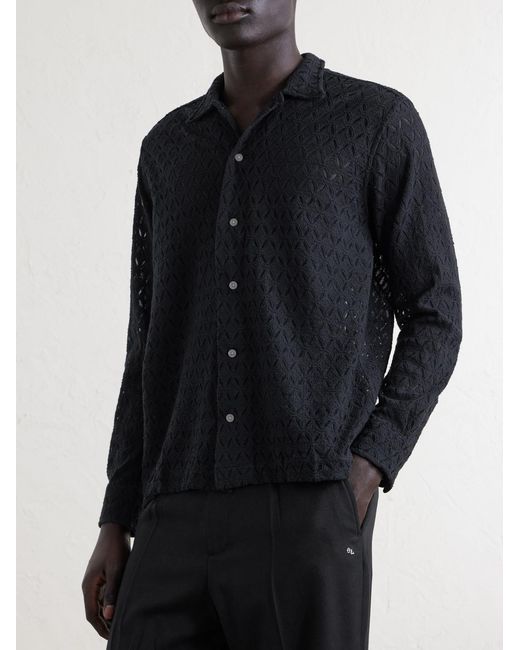 Bode Blue Cotton-Blend Lace Shirt for men