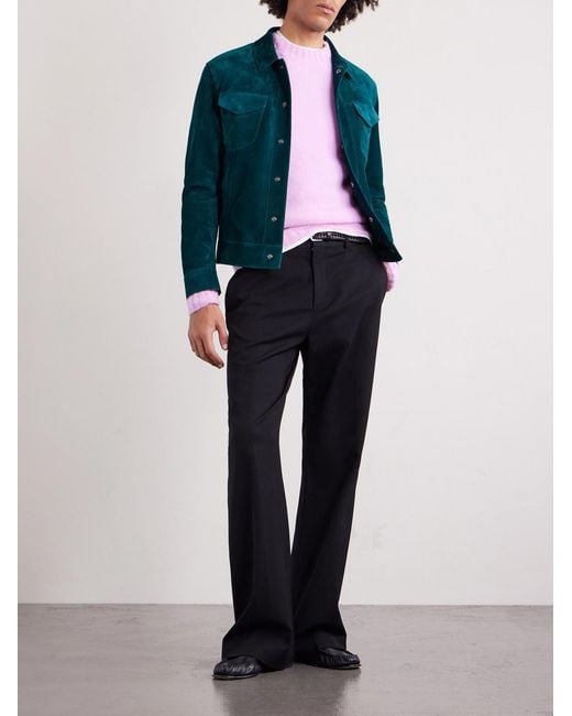 Tom Ford Blue Slim-Fit Suede Jacket for men